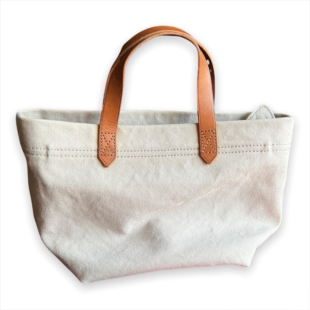 Small tote bag / lunch bag / leather parts with canvas